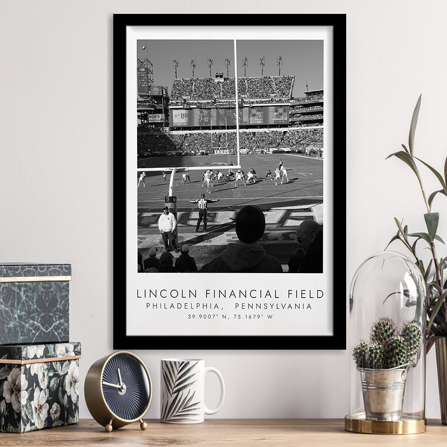 Lincoln Financial Field Philadelphia Eagles, Stadium Print For Football Lovers, Black And White, Framed Art Print Wall Decor