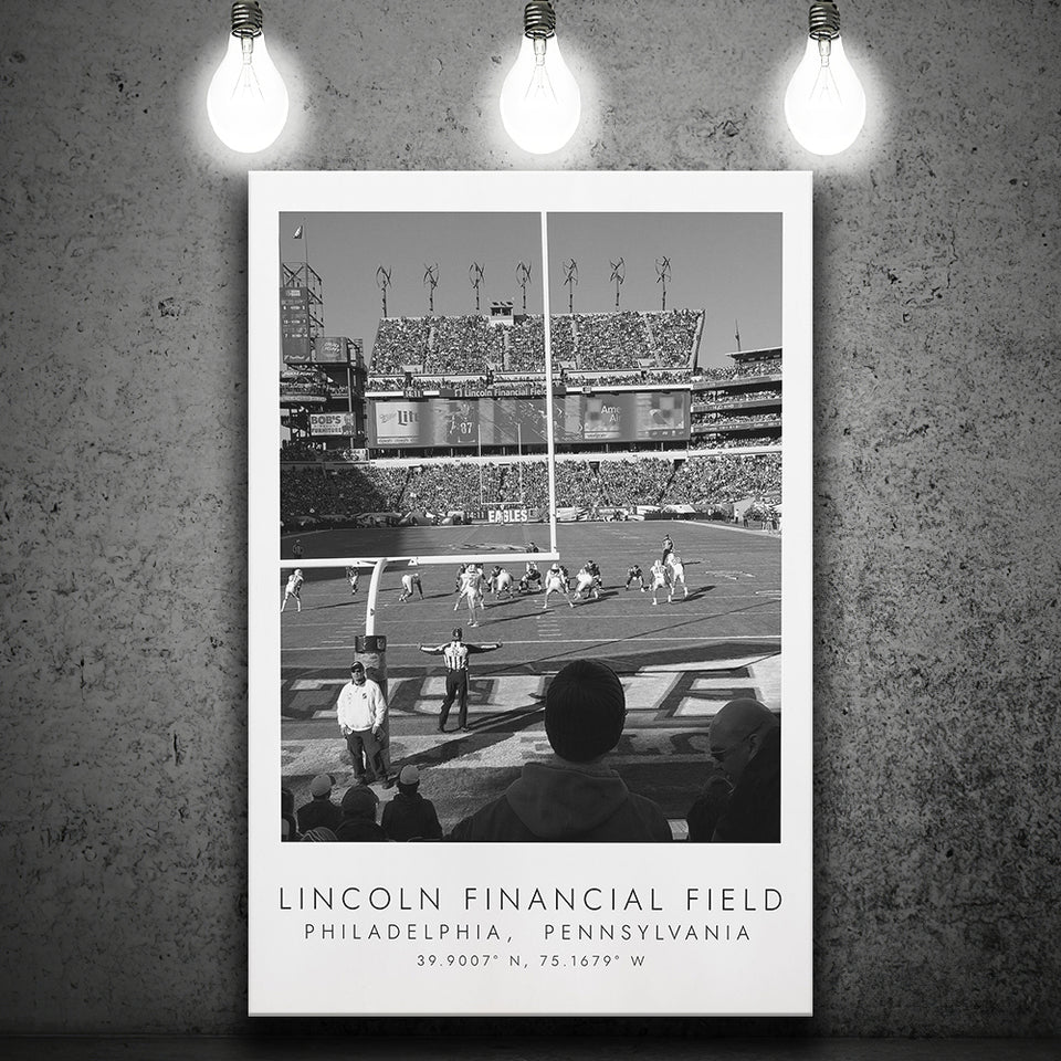 Lincoln Financial Field Philadelphia Eagles, Stadium Print For Football Lovers, Black And White, Canvas Print Wall Art