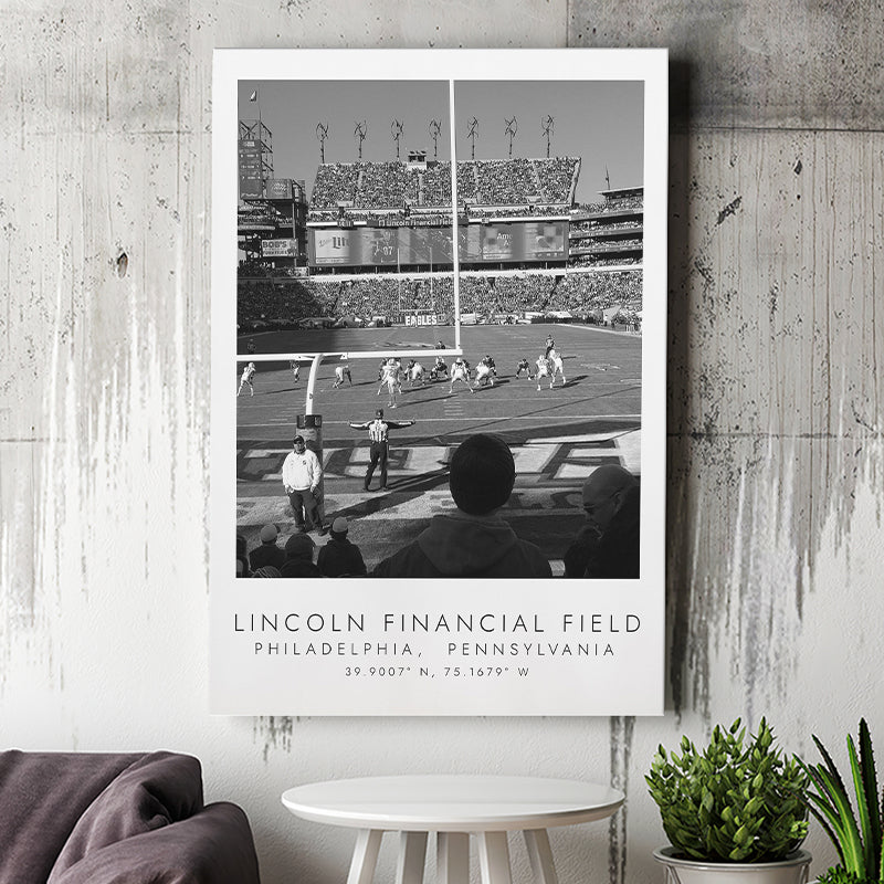 Lincoln Financial Field Philadelphia Eagles, Stadium Print For Football Lovers, Black And White, Canvas Print Wall Art