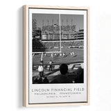 Lincoln Financial Field Philadelphia Eagles, Stadium Wall Art For Football Lovers, B&W, Floating Framed Canvas Print