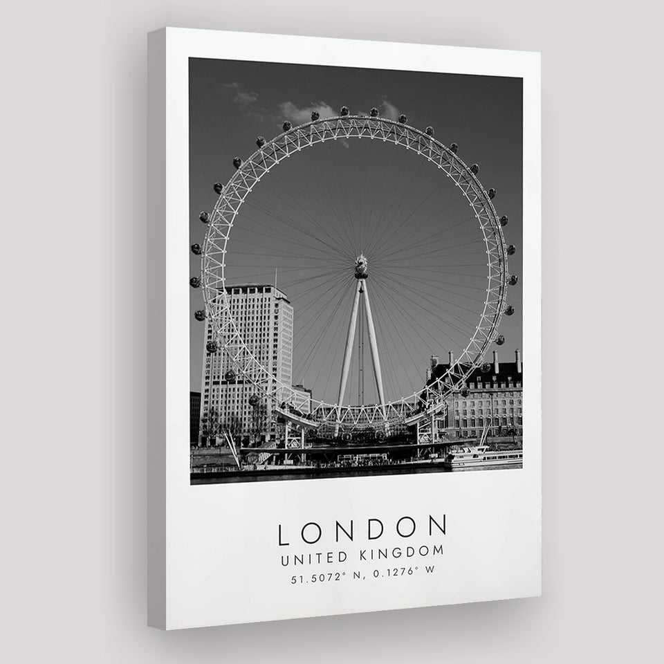 London, United Kingdom, Print For Travel Lovers, Black And White, Canvas Print Wall Art