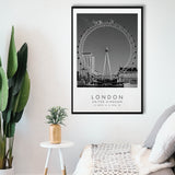 London, United Kingdom, Wall Art For Travel Lovers, B&W, Floating Framed Canvas Print