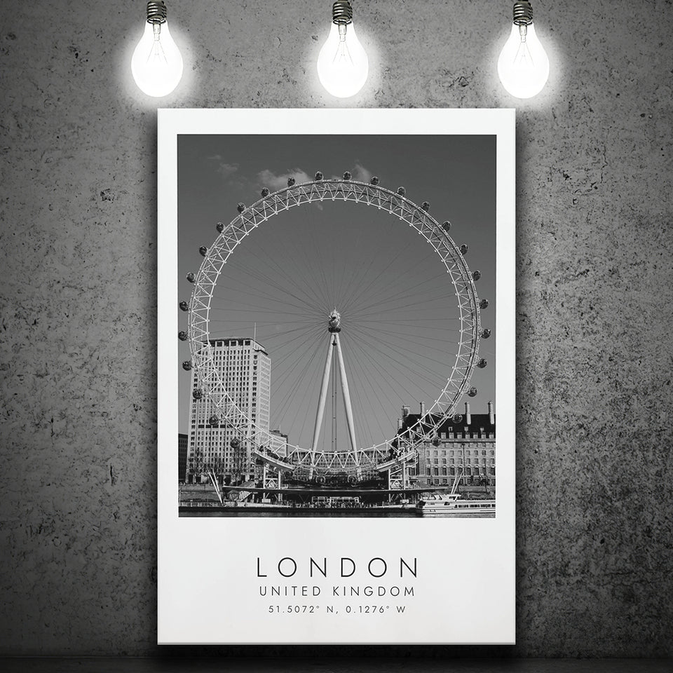 London, United Kingdom, Print For Travel Lovers, Black And White, Canvas Print Wall Art