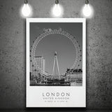 London, United Kingdom, Print For Travel Lovers, Black And White, Canvas Print Wall Art