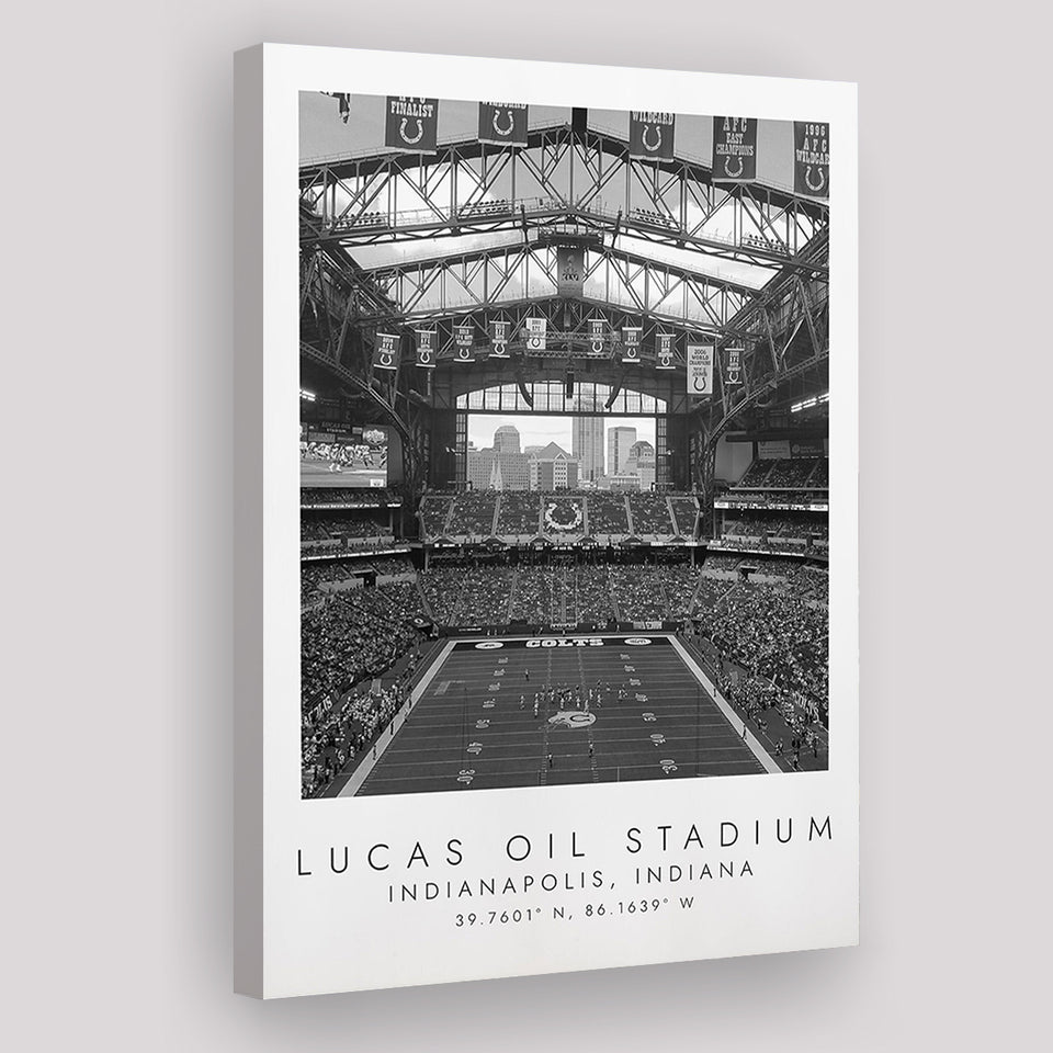 Lucas Oil Stadium Indianapolis Colts, Stadium Print For Football Lovers, Black And White, Canvas Print Wall Art