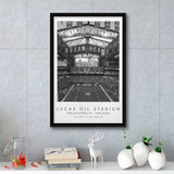 Lucas Oil Stadium Indianapolis Colts, Stadium Wall Art For Football Lovers, B&W, Floating Framed Canvas Print