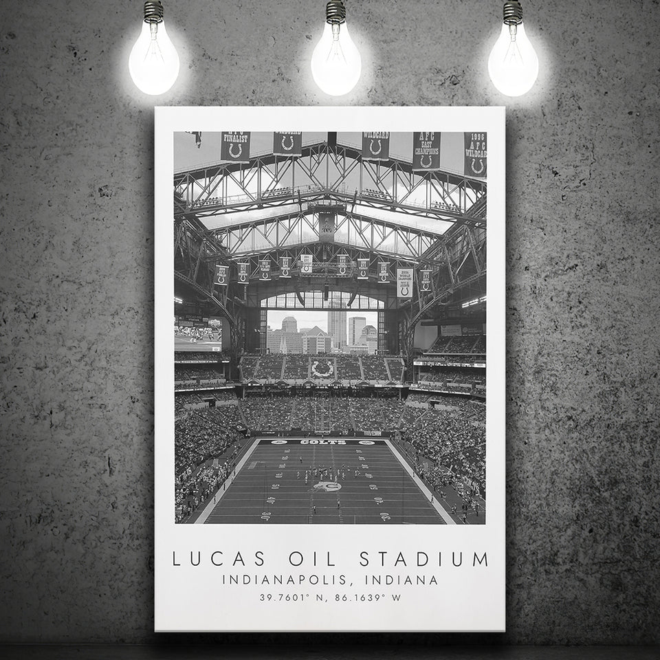 Lucas Oil Stadium Indianapolis Colts, Stadium Print For Football Lovers, Black And White, Canvas Print Wall Art