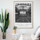 Lucas Oil Stadium Indianapolis Colts, Stadium Wall Art For Football Lovers, B&W, Floating Framed Canvas Print