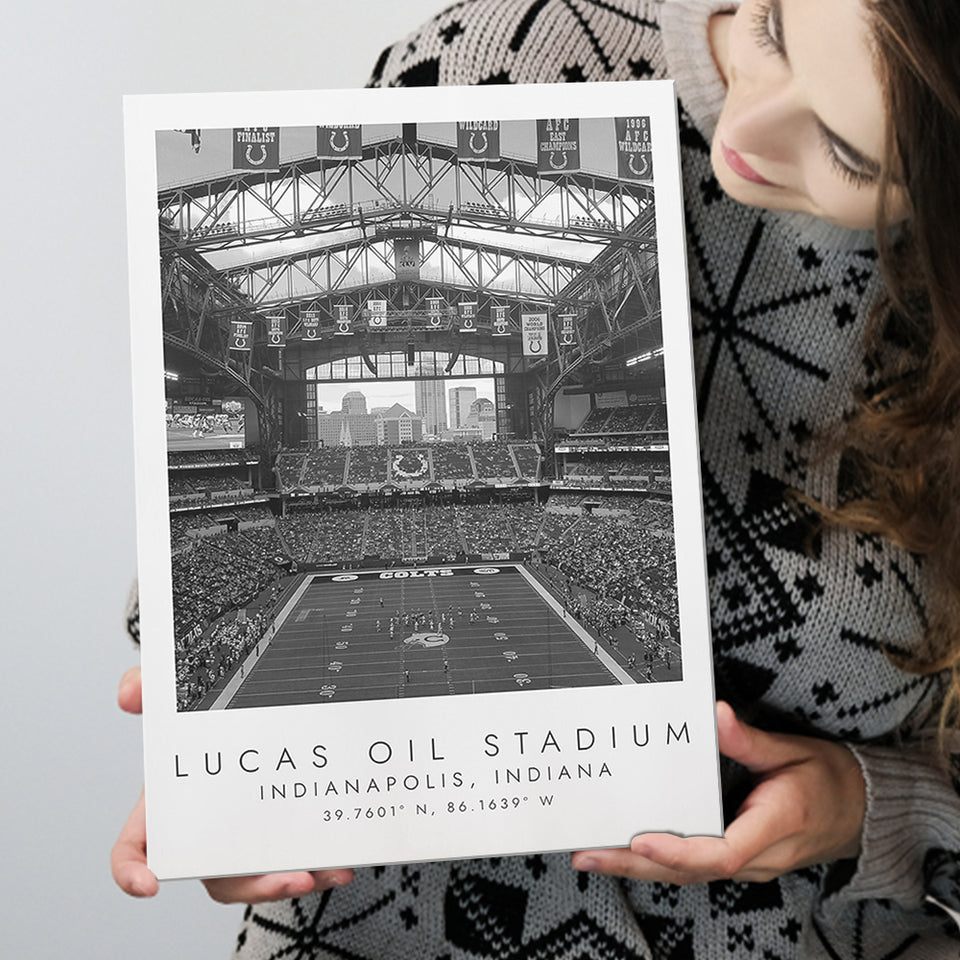 Lucas Oil Stadium Indianapolis Colts, Stadium Print For Football Lovers, Black And White, Canvas Print Wall Art