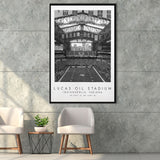 Lucas Oil Stadium Indianapolis Colts, Stadium Wall Art For Football Lovers, B&W, Floating Framed Canvas Print