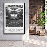 Lucas Oil Stadium Indianapolis Colts, Stadium Wall Art For Football Lovers, B&W, Floating Framed Canvas Print