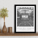 Lucas Oil Stadium Indianapolis Colts, Stadium Wall Art For Football Lovers, B&W, Floating Framed Canvas Print
