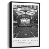 Lucas Oil Stadium Indianapolis Colts, Stadium Wall Art For Football Lovers, B&W, Floating Framed Canvas Print