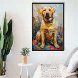 Labrador Retrieve Cute Dog Portrait Painting, Framed Canvas Prints Wall Art Decor, Floating Frame