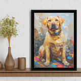 Labrador Retrieve Cute Dog Portrait Painting, Framed Canvas Prints Wall Art Decor, Floating Frame