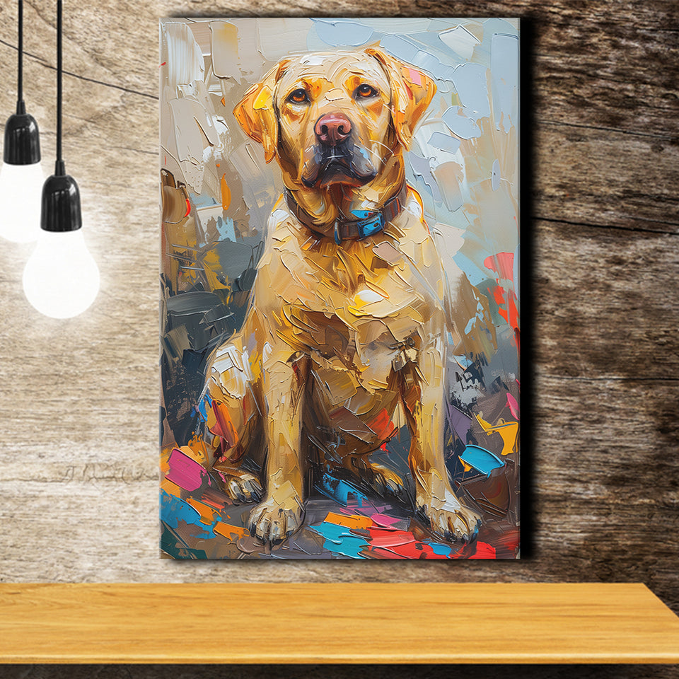 Labrador Retrieve Cute Dog Portrait Painting, Canvas Prints Wall Art Decor, Painting Canvas
