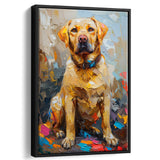 Labrador Retrieve Cute Dog Portrait Painting, Framed Canvas Prints Wall Art Decor, Floating Frame