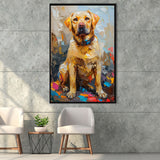 Labrador Retrieve Cute Dog Portrait Painting, Framed Canvas Prints Wall Art Decor, Floating Frame