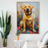 Labrador Retrieve Cute Dog Portrait Painting, Framed Canvas Prints Wall Art Decor, Floating Frame