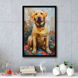 Labrador Retrieve Cute Dog Portrait Painting, Framed Canvas Prints Wall Art Decor, Floating Frame