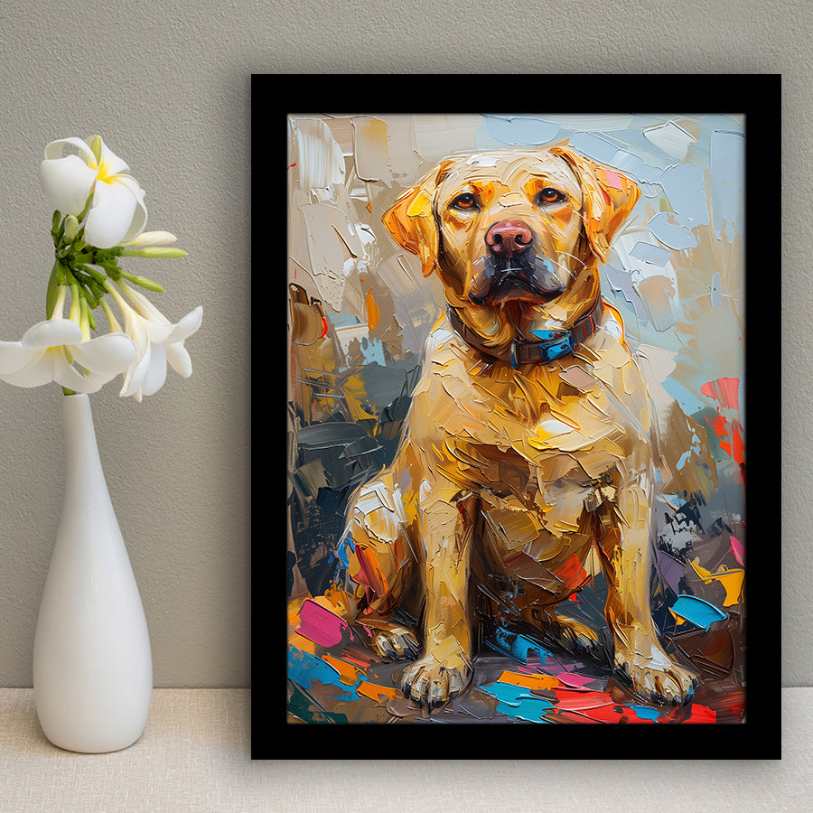 Labrador Retrieve Cute Dog Portrait Painting, Framed Art Prints Wall Art Decor, Framed Picture Print