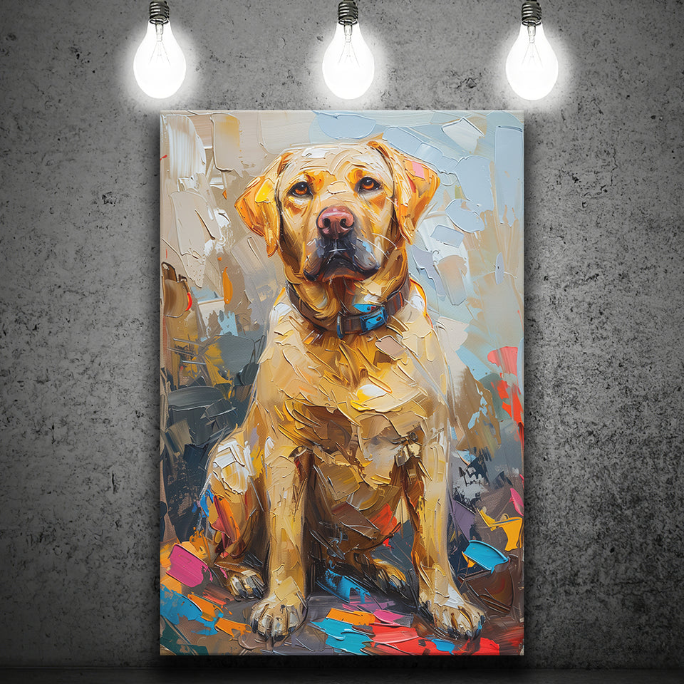 Labrador Retrieve Cute Dog Portrait Painting, Canvas Prints Wall Art Decor, Painting Canvas
