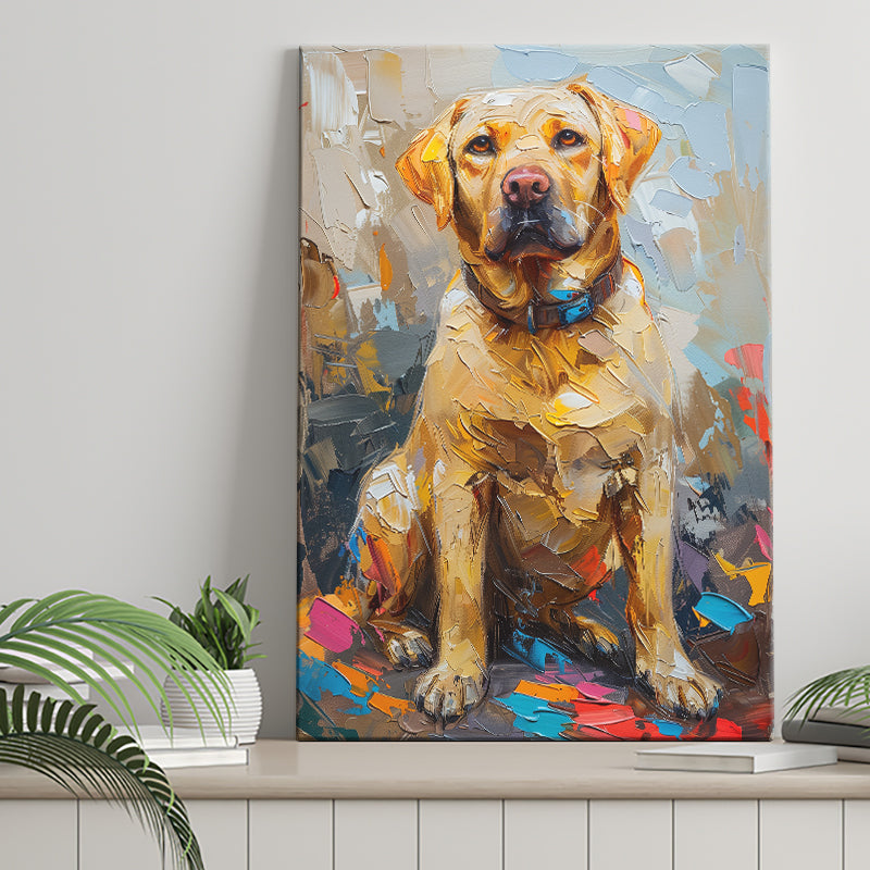 Labrador Retrieve Cute Dog Portrait Painting, Canvas Prints Wall Art Decor, Painting Canvas