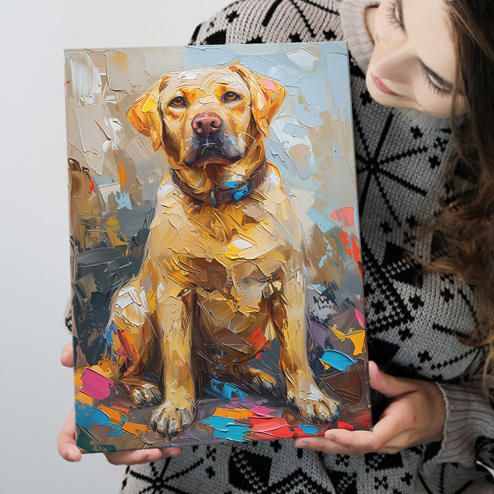Labrador Retrieve Cute Dog Portrait Painting, Canvas Prints Wall Art Decor, Painting Canvas