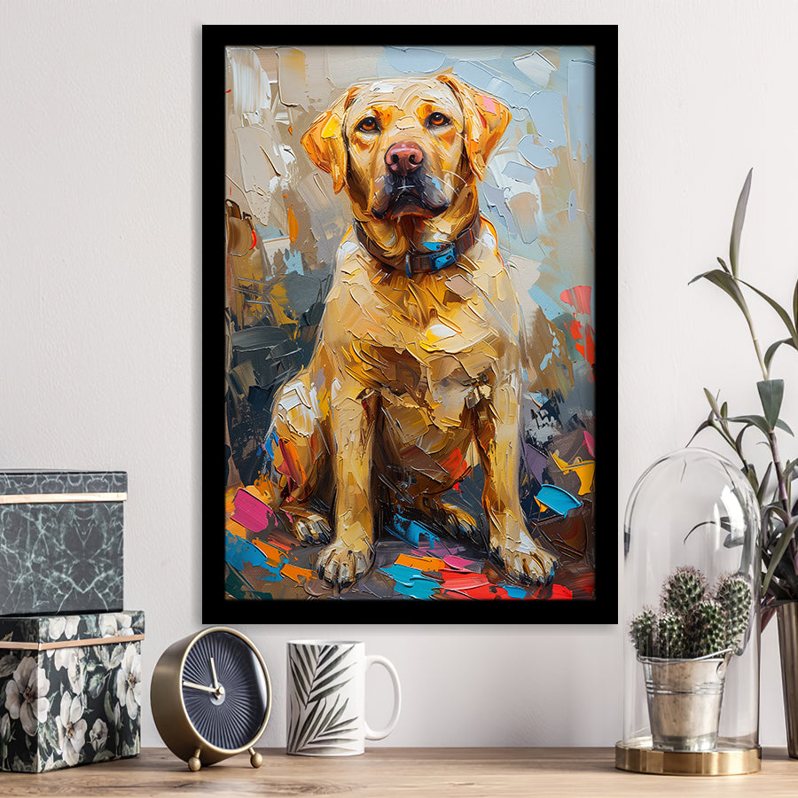 Labrador Retrieve Cute Dog Portrait Painting, Framed Art Prints Wall Art Decor, Framed Picture Print