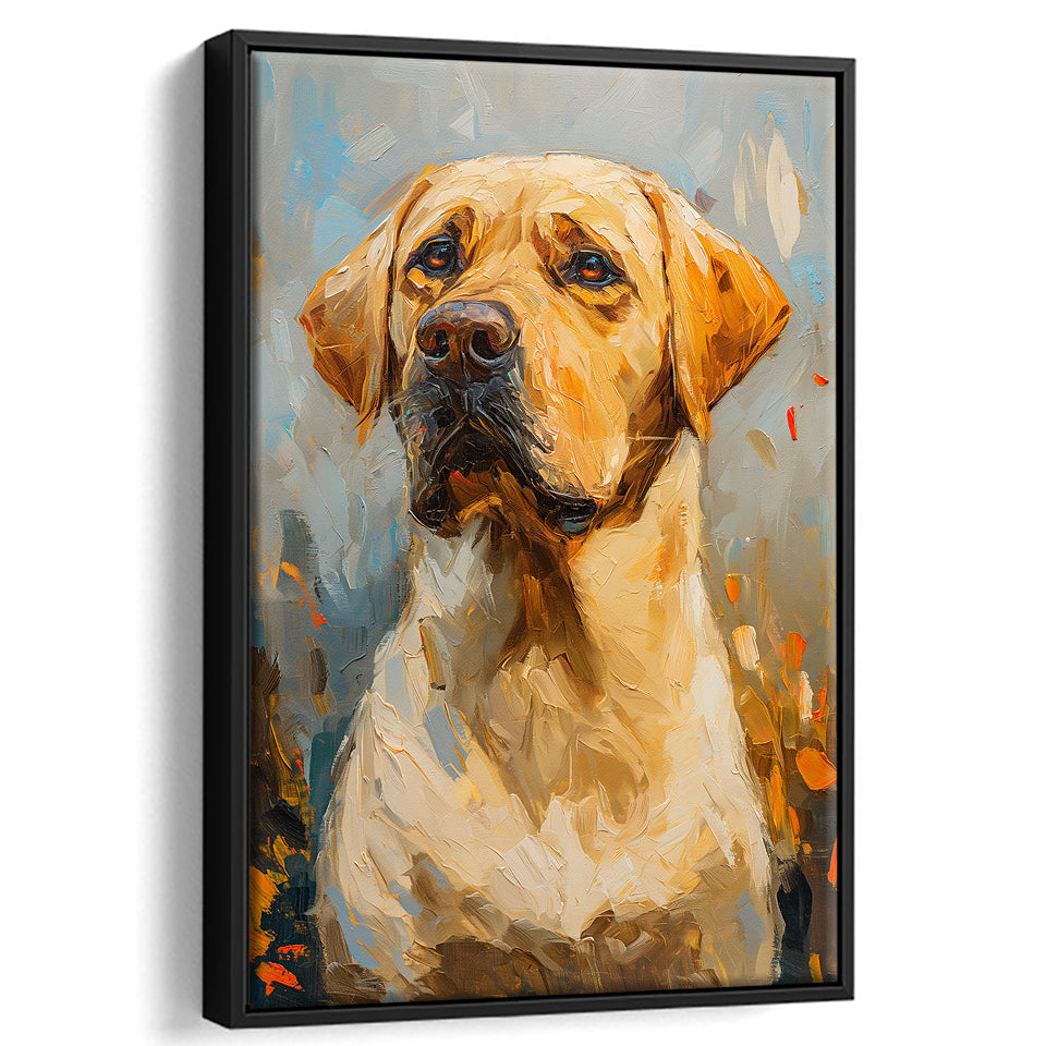 Labrador Retrieve Dog Portrait Art Painting, Framed Canvas Prints Wall Art Decor, Floating Frame