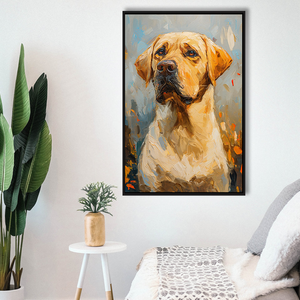 Labrador Retrieve Dog Portrait Art Painting, Framed Canvas Prints Wall Art Decor, Floating Frame