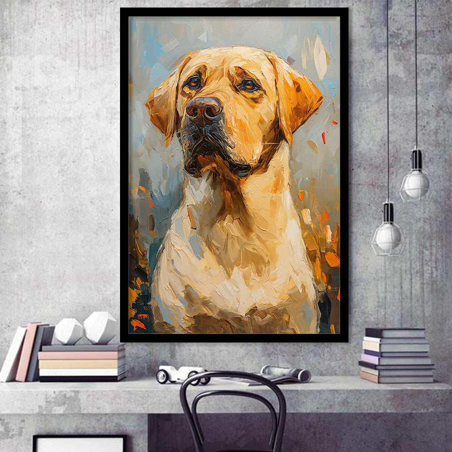 Labrador Retrieve Dog Portrait Art Painting, Framed Art Prints Wall Art Decor, Framed Picture Print
