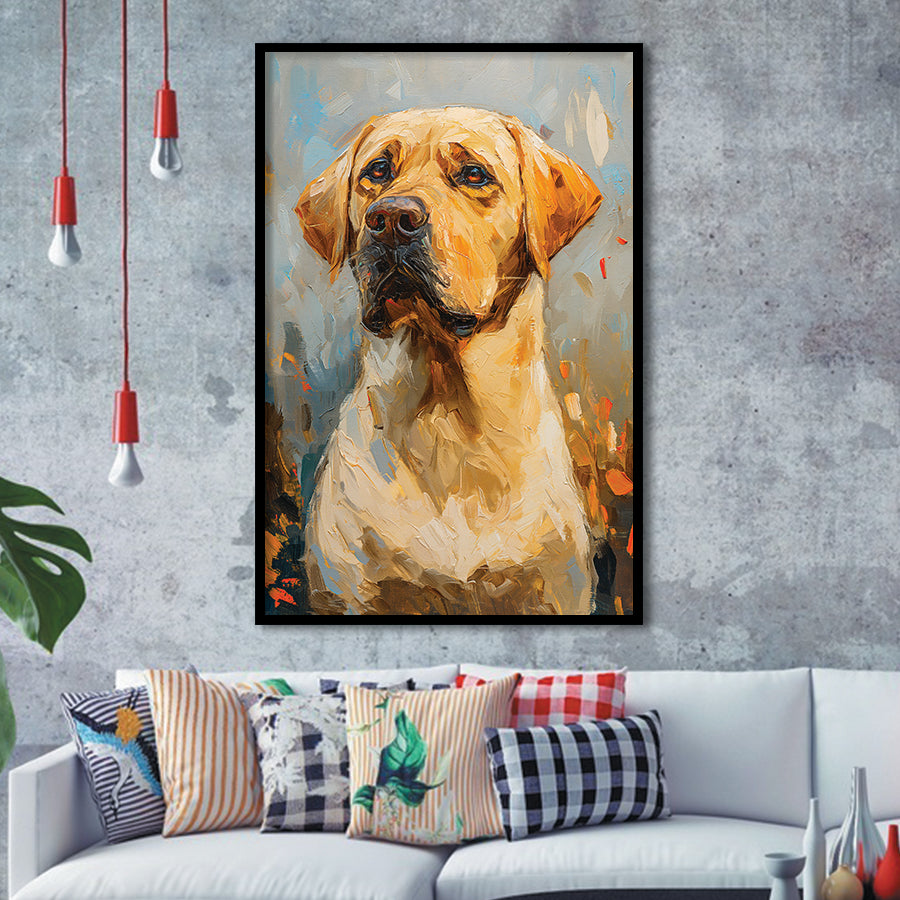 Labrador Retrieve Dog Portrait Art Painting, Framed Art Prints Wall Art Decor, Framed Picture Print