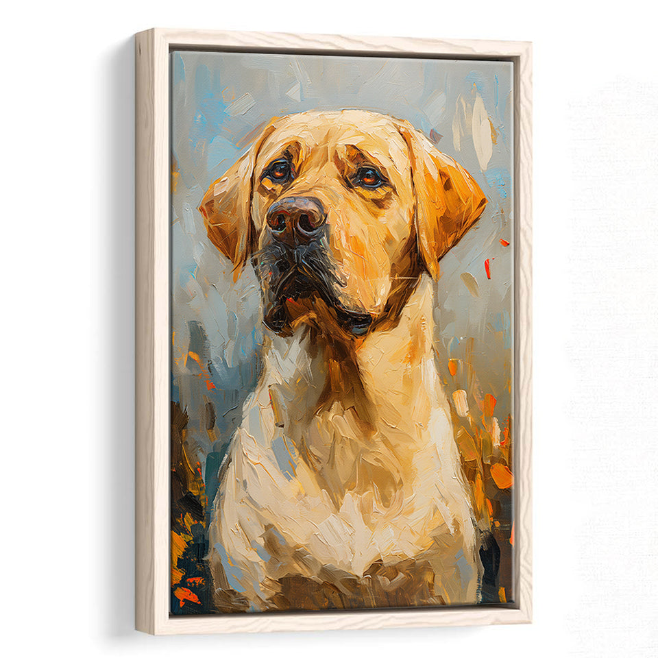 Labrador Retrieve Dog Portrait Art Painting, Framed Canvas Prints Wall Art Decor, Floating Frame