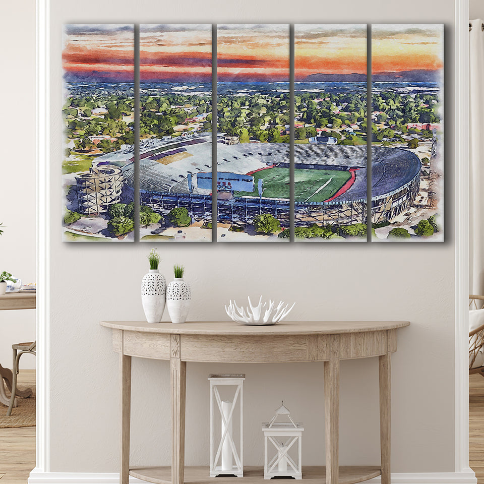 Legion Field WaterColor 5 Panels B Mixed Canvas Prints, Extra Large, Birmingham Alabama Watercolor