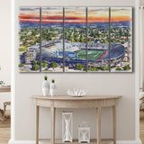 Legion Field WaterColor 5 Panels B Mixed Canvas Prints, Extra Large, Birmingham Alabama Watercolor