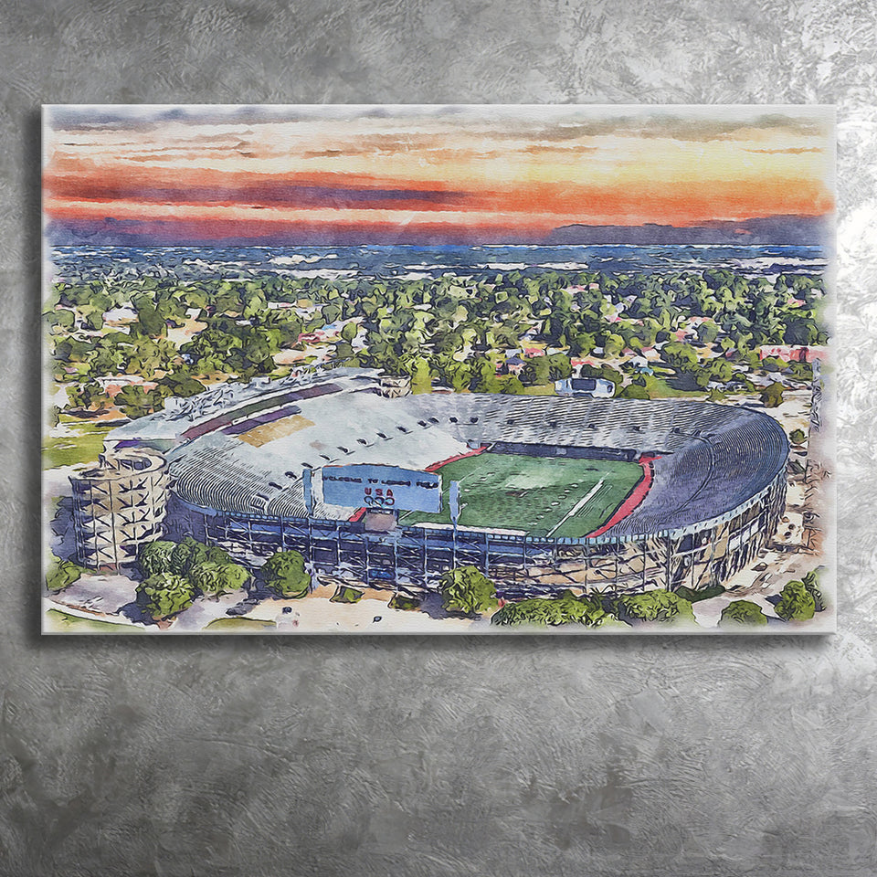 Legion Field WaterColor Canvas Prints, Birmingham Alabama Watercolor, Stadium Art Gifts