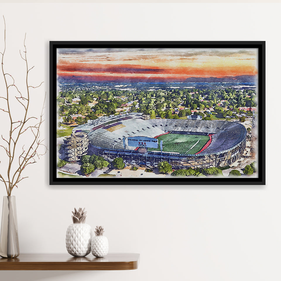 Legion Field WaterColor Framed Canvas Prints, Birmingham Alabama Watercolor, Stadium Art Gifts, Floating Frame