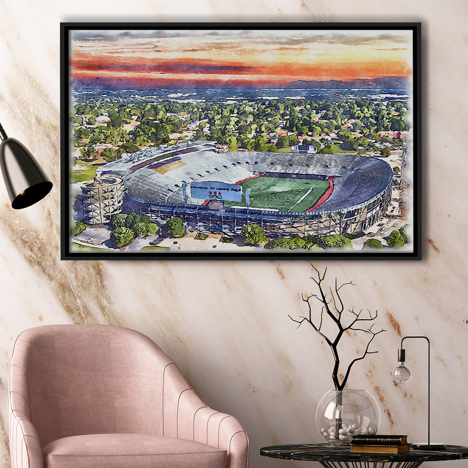 Legion Field WaterColor Framed Canvas Prints, Birmingham Alabama Watercolor, Stadium Art Gifts, Floating Frame