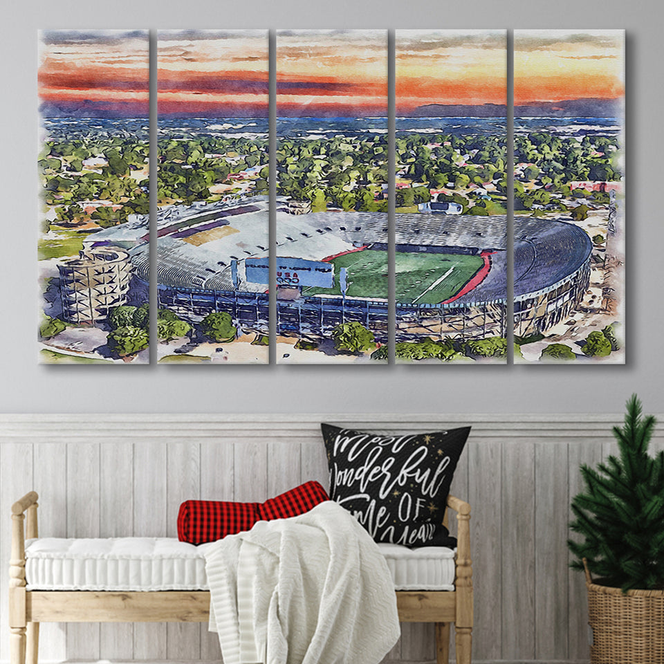 Legion Field WaterColor 5 Panels B Mixed Canvas Prints, Extra Large, Birmingham Alabama Watercolor