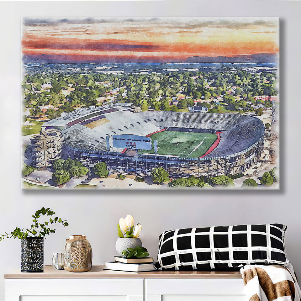 Legion Field WaterColor Canvas Prints, Birmingham Alabama Watercolor, Stadium Art Gifts