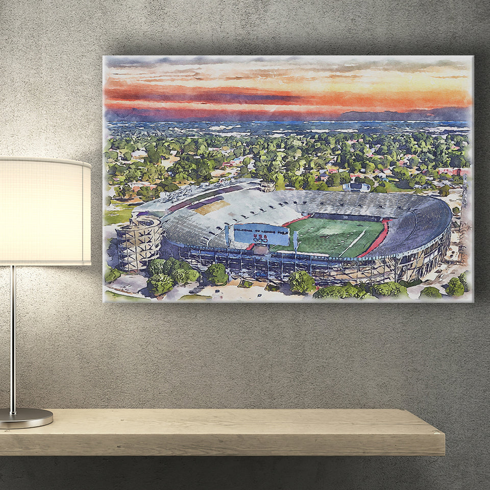Legion Field WaterColor Canvas Prints, Birmingham Alabama Watercolor, Stadium Art Gifts