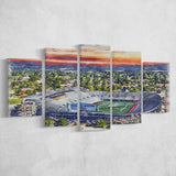 Legion Field WaterColor 5 Panels Mix Canvas Prints, Birmingham Alabama Watercolor, Large Stadium Canvas