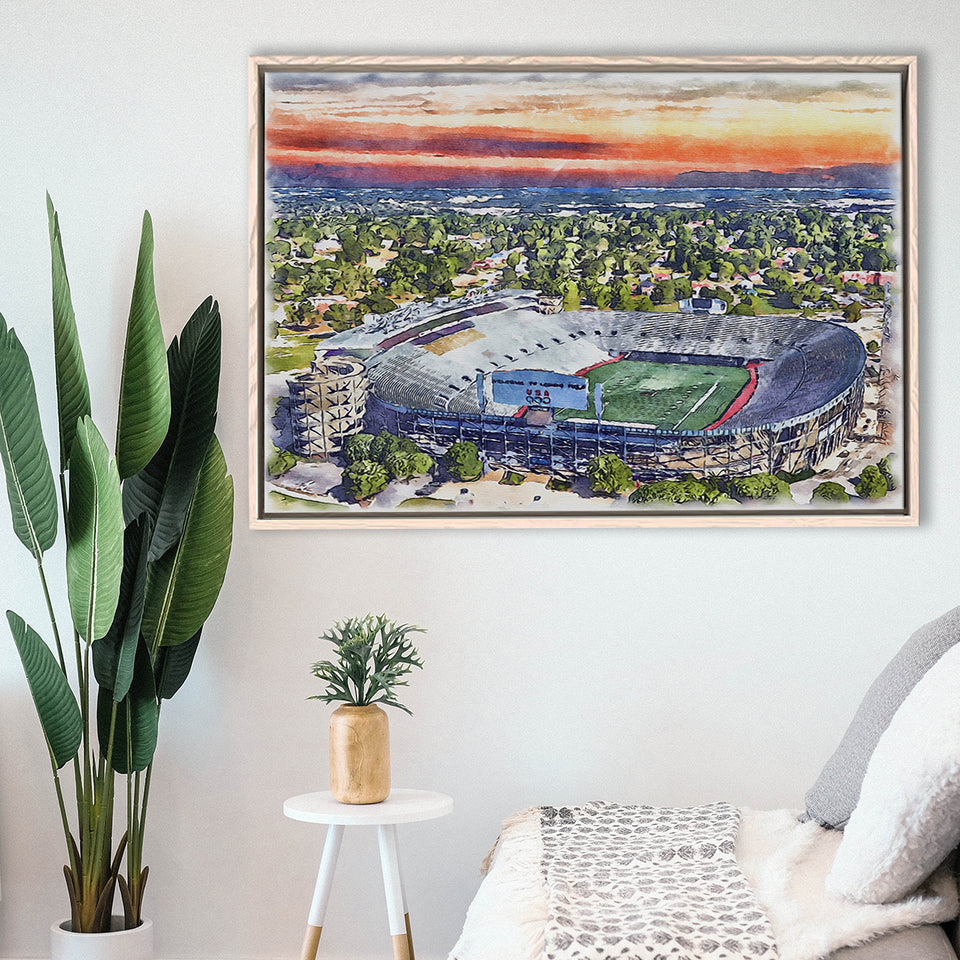 Legion Field WaterColor Framed Canvas Prints, Birmingham Alabama Watercolor, Stadium Art Gifts, Floating Frame