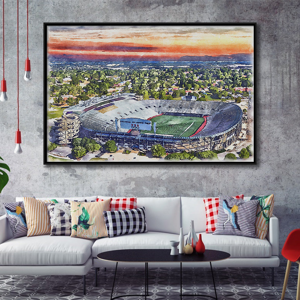 Legion Field WaterColor Framed Canvas Prints, Birmingham Alabama Watercolor, Stadium Art Gifts, Floating Frame