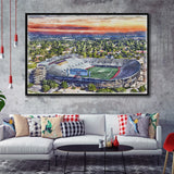 Legion Field WaterColor Framed Canvas Prints, Birmingham Alabama Watercolor, Stadium Art Gifts, Floating Frame