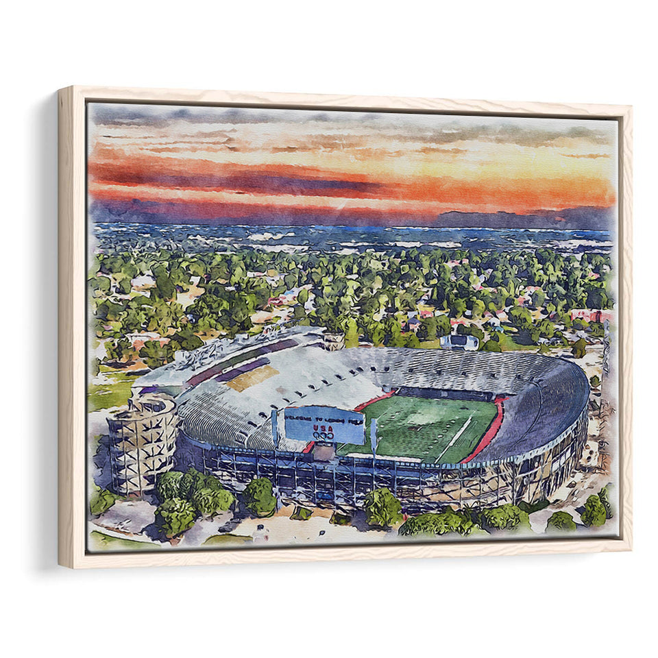 Legion Field WaterColor Framed Canvas Prints, Birmingham Alabama Watercolor, Stadium Art Gifts, Floating Frame