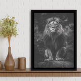 Lion King Portrait Black And White V10, Framed Canvas Prints Wall Art Decor, Floarting Frame Painting Canvas Art