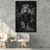 Lion King Portrait Black And White V10, Framed Canvas Prints Wall Art Decor, Floarting Frame Painting Canvas Art