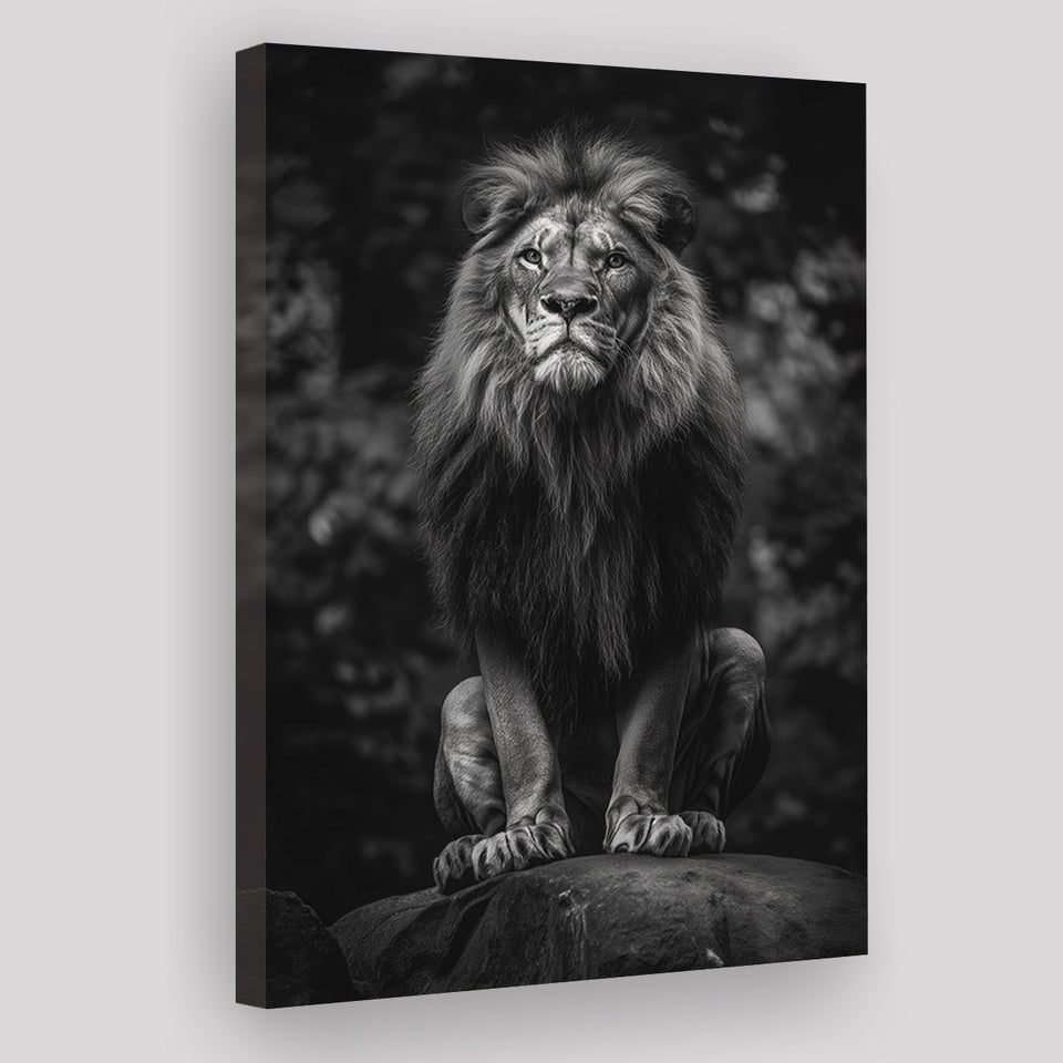 Lion King Portrait Black And White V10, Canvas Prints Wall Art Home Decor, Painting Canvas Art
